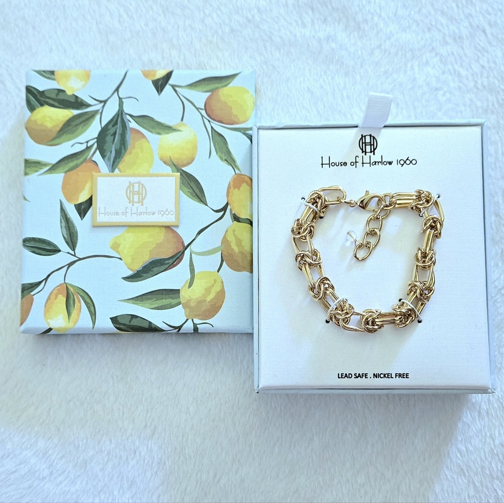 House🏠 of Harlow 1960 Gold💛 Knotted🪢 Link Chain⛓️ Bracelet - NIB - Picture 5 of 10